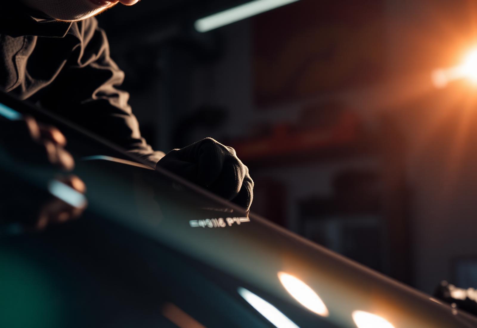Technician installing a new windshield on a car